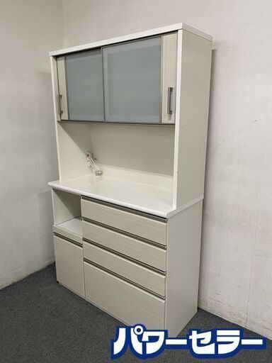 ニトリ/NITORI キッチンボード Nポスティア120KB ハイグロス ソフトクローズ  ホワイト 食器棚 中古家具 店頭引取歓迎 R8147