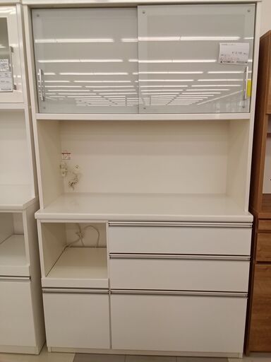 ★ジモティ割あり★  レンジボード ホワイト　白色 H198×D48×W117クリーニング済み TC212