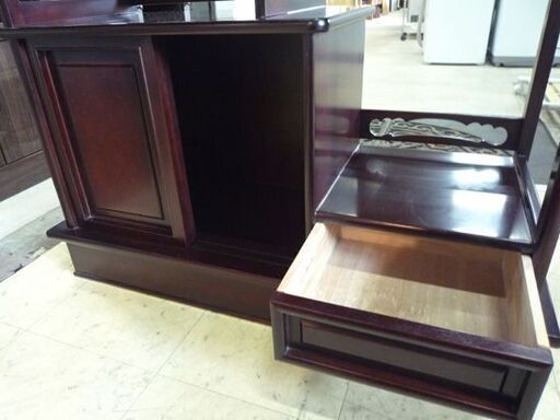 レトロ調家具 茶箪笥 幅91cm×高さ110cm 赤茶系 和風 食器棚 水屋箪笥