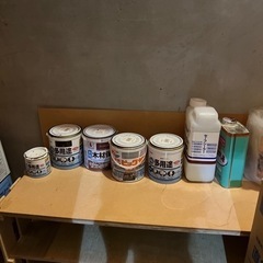 お話し中ペンキ　塗料　など、使いかけ　工務店　DIY