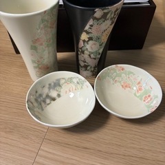 【引取限定】ペア フリーカップ 小鉢 上絵付け 陶器 華友禅 生...