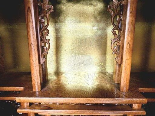 大型仏壇 彫刻 高級感 引き出し付き 仏具 供養 和風 木目柄 鳥の彫刻
