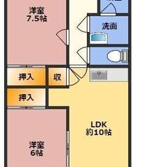 初期費用安いです！１階、ＲＣで音も安心。2LDK  和室をフロー...