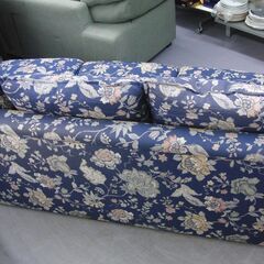 マルニ 3人掛けソファ 地中海ロイヤルシリーズ ロベールⅡ 布 青系 花柄 肘カバー付き 3Pソファ maruni 札幌 手稲