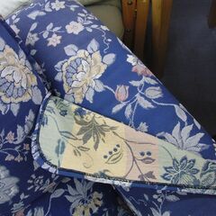 マルニ 3人掛けソファ 地中海ロイヤルシリーズ ロベールⅡ 布 青系 花柄 肘カバー付き 3Pソファ maruni 札幌 手稲