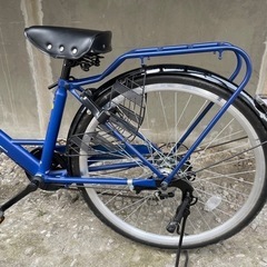 新品　自転車 ノーパンクタイヤ　ブルー　6段変速　LEDオートライト