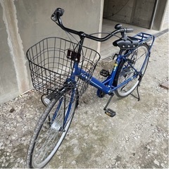 新品　自転車 ノーパンクタイヤ　ブルー　6段変速　LEDオートライト