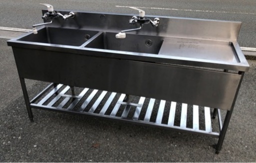 ⭐︎中古品　　水切り2槽シンク　1800×600×800mm  厨房用品⭐︎