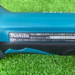 483 100mm充電式ディスクグラインダー makita マキタ GA400DRF 14.4V 3.0Ah 中古品