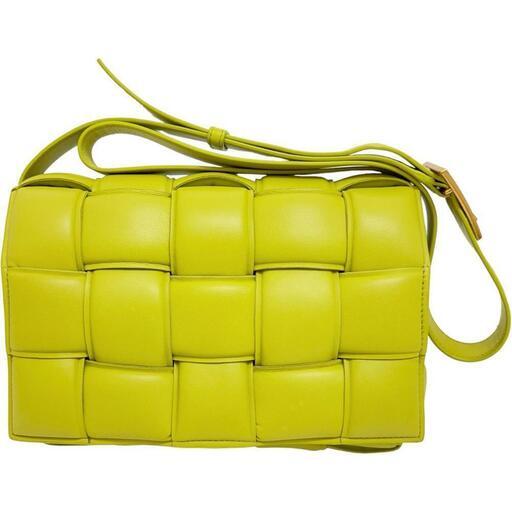 【BOTTEGAVENETA/ボッテガヴェネタ】 パデット カセット  591970 ショルダーバッグ ラムスキン/レザー キウイ（黄緑/ライムグリーン） レディース【中古】【真子質店】【GD】【IMoxx】