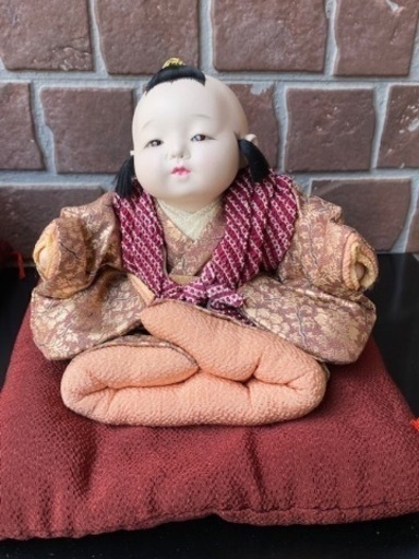 人形師 樫村瑞観 作 市松人形 2体 黒真塗敷板・紙箱付