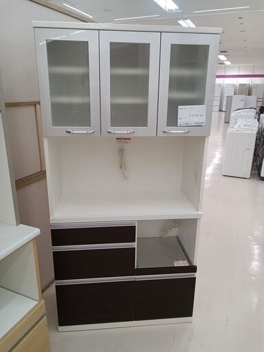 ★ジモティ割あり★ 高橋木工所 レンジボード ブラウン×ホワイト×シルバー W89×D40.5×H179.5 クリーニング済み TC2511