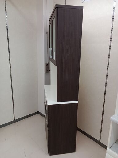 ☆ジモティ割あり☆ 食器棚 ブラウン×ホワイト W80×D42×H200 クリーニング