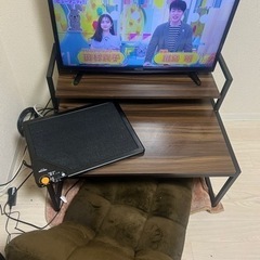 卓上テレビ&pc台デスク、座椅子セット。※処分代3000円差し上...