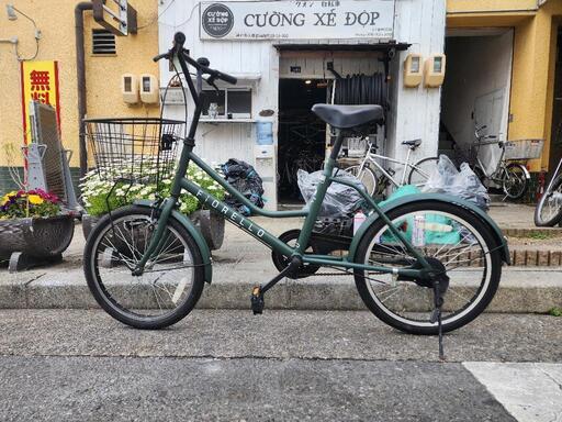 折りたたみ自転車　２０インチ　カゴ　付き　緑　配達可能