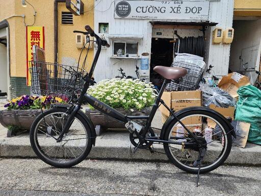 折りたたみ自転車　丸石　２０インチ　６変速　カゴ　付き　黒　配達可能