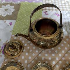 値下げ　ヴィンテージ　真鍮製か銅製　中国茶器　セット　アンティーク
