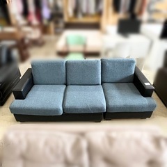 家具 ソファ 3人掛けソファ ブルー×ブラック