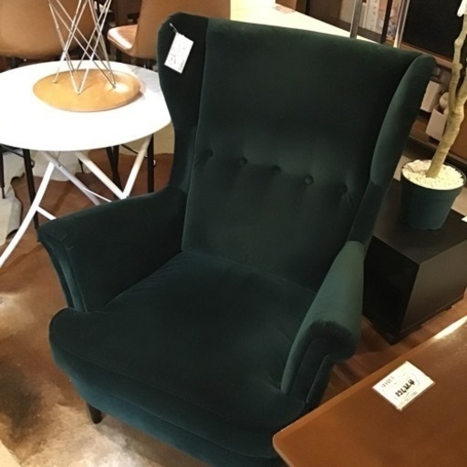 IKEAイケア　ハイバックソファ　クラシック　北欧家具　オシャレ　ベルベット