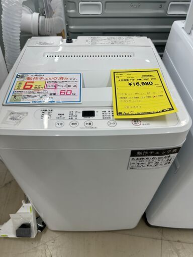 ジモティ来店特価!!　洗濯機　ヤマダ　YWM-T60H1　2022　　J-0446