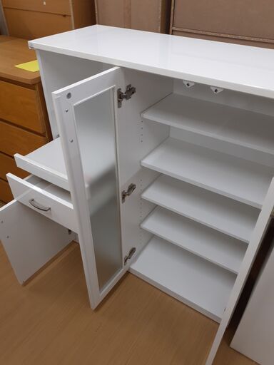 U1153】☆ハーフ食器棚 ホワイト - 食器棚、キッチン収納