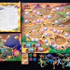 恐竜のミニ図鑑　恐竜フィギア　ゲームボード（すごろく）の3点セッ...