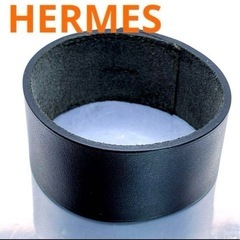 HERMES エルメス プールトゥール レザー バングル ブラッ...