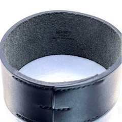 HERMES エルメス プールトゥール レザー バングル ブラック マルジェラ