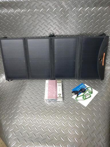 ①【太陽光発電】ソーラー充電　ソーラーパネル　バッテリーセット　ポータブル電源
