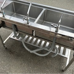業務用 ソイルド 2槽シンク 3口蛇口付き 幅1600×奥700×