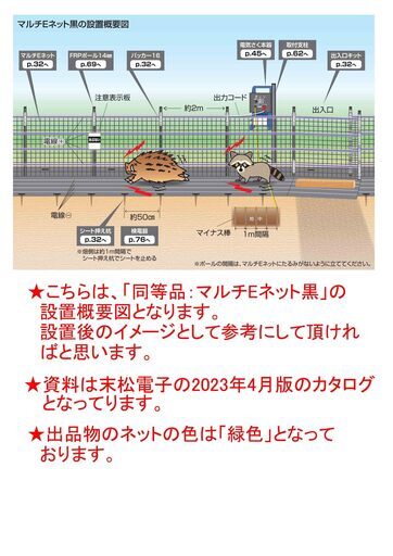 マルチEネット50m緑★約46%0FF★電気柵(電柵)★八女市★猪、狸、イタチ、テンなどの小動物策等へ⑰