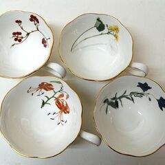 ナルミ ボーンチャイナ シーボルト フロリレギウム カップ＆ソーサー 4客セット 金彩 洋食器 花柄 SIEBOLD FLORILEGIUM NARUMI 札幌市 清田区 平岡