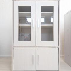 【お買い得‼️】食器棚 キッチンキャビネット 木製 ホワイト