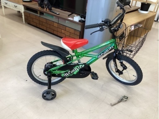 美原店　Pro16 グリーン　ジュニアサイクル　子供用　16インチ　泥除け　補助輪　スタンド付き 自転車 マウンテンバイク
