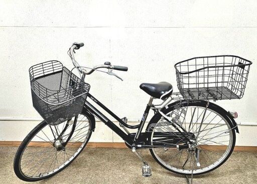 前後カゴ付き 自転車 27インチ Avec Vent カインズオリジナル 3段ギア ブラック お出かけ お買い物 通学 通勤