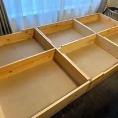 【良品】MUJI 木製ベッド下収納3個(仕切り・麻カバー付き)