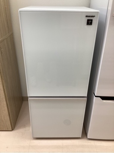 美原店　シャープ SHARP 冷蔵庫 (幅48.0cm) 137L プラズマクラスター 両開き 2ドア (つけかえどっちもドア・ガラスドア) クリアホワイト SJ-GD14E-W 家電 キッチン家電 冷蔵庫