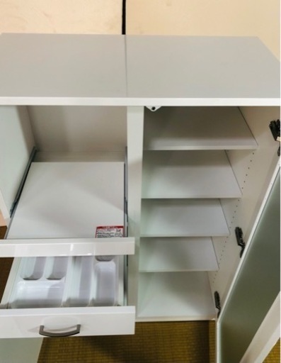 ニトリ レンジボード 幅80×奥行41×高さ115cm ホワイト キッチン収納