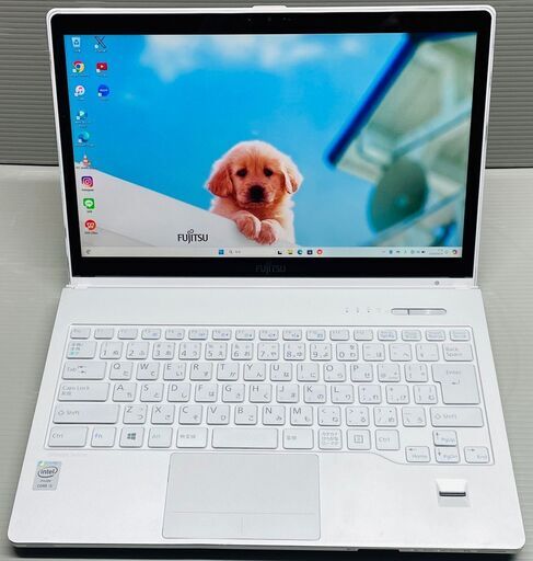保証1ヶ月、インボイス対応、代引き発送可！高解像度ＷＱＨＤタッチモニター、Windows11、Core i5、SSD256GB(新品)、メモリ10GB、FUJITSU製ノートパソコン、CD,DVD,ドライブ、タッチパネル、カメラ、Bluetooth、ACアダプター付属、タッチモニター、タッチスクリーン、富士通、FMV