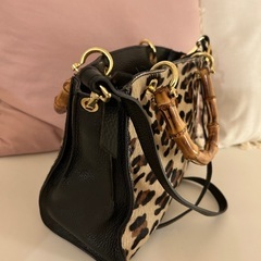 極美品 DEL CONTE バンブー ハラコ レオパードバッグ