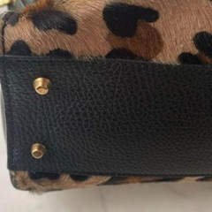 極美品 DEL CONTE バンブー ハラコ レオパードバッグ