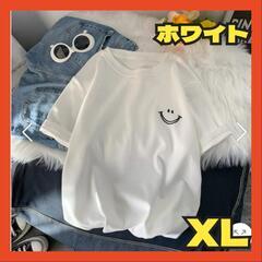 新品未使用 レディースTシャツ スマイル柄 ホワイト XLサイズ...