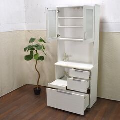 ニトリ 食器棚 キッチンボード(ダリア 80KB WH) 5⁄15受渡終了≪zyt1446ジ