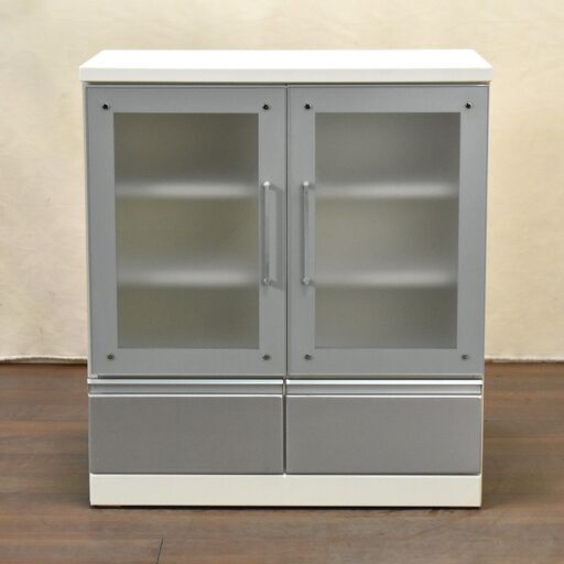 ≪zyt1447ジ≫ キッチンカウンター サイドボード NITTY-80SB-SI 幅80cm 食器棚/レンジ台/リビング収納 ニトリ製？ 60405-09