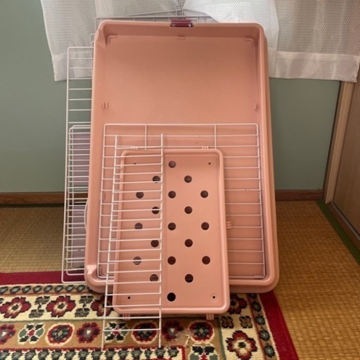 【訳アリ】猫ケージ 大きめ ピンク色 ４階建て ４段 キャットケージ