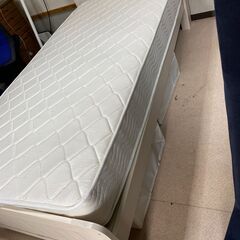 糸島市内 送料無料】美品 ホワイト シングルベッド マットレスセット 