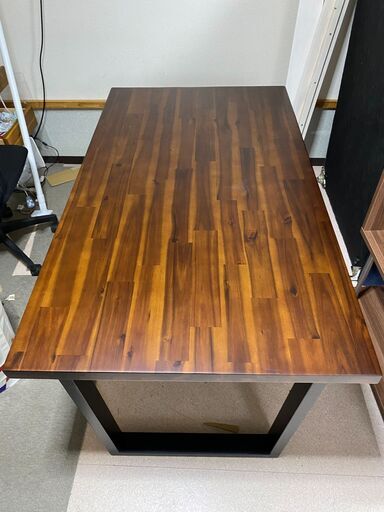 【決まりました】タンスのゲン ダイニングテーブル 単品 140cm 4人掛け  スチール 天然木 長方形 北欧 木製 食卓テーブル 長方形  #48146-1-020