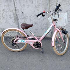 幼児用自転車　22インチ　女の子用　六段変速機付き