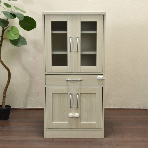 ≪zyt1448ジ≫ ぼん家具 スリムタイプ食器棚 幅58cm カップボード おしゃれ キッチン/ダイニング/リビング/収納棚 60405-10