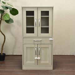 綾野製作所 縦型食器棚 SHANTI シャンティ 左開き 幅約 W801×D478×H2020mm